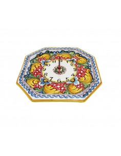 Orologio in ceramica siciliana originale fiore rosso Art 24